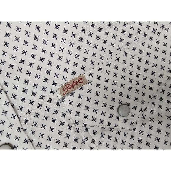 Rafter C Cowboy Collection Pro Flex 45 Performance Medium White Geometric Shirt - Picture 9 of 15